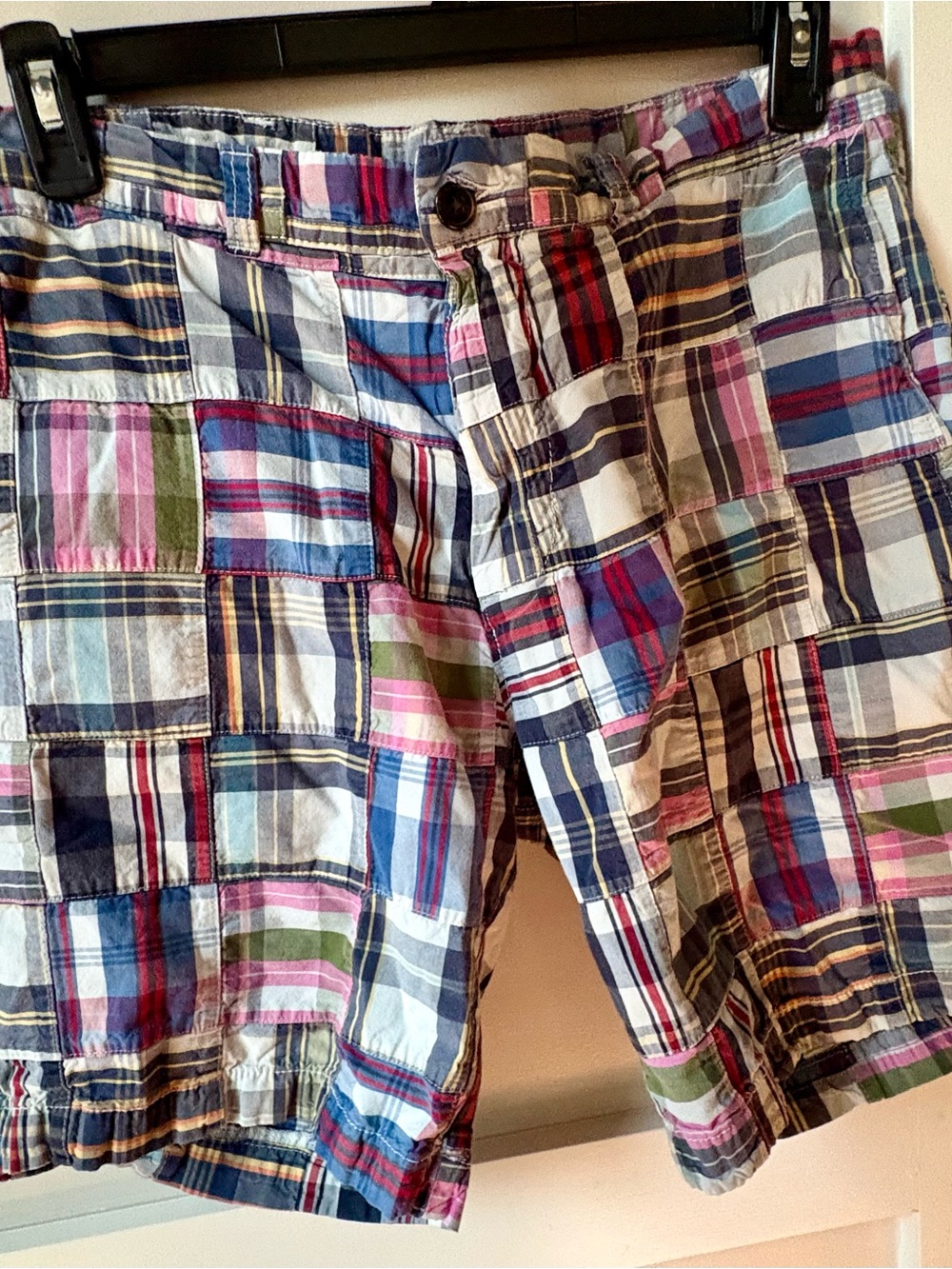 JCPenney Men's 34 Cotton Multicolor Plaid Madras Patchwork Shorts
